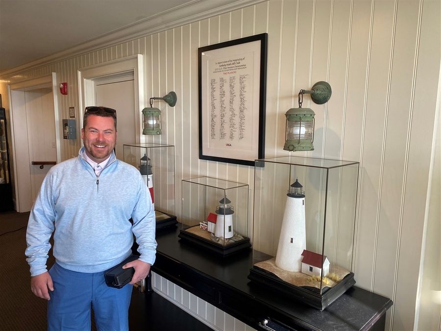 Andrew stopped for a photo by the list of players who just compeated in the US MID - Am that was held at Sankaty three weeks prior.  I tried to qualify for this tournament but missed the cut in shame.  That is another story however.