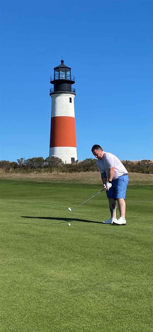 Andrew's approach shot on the 5th hole.